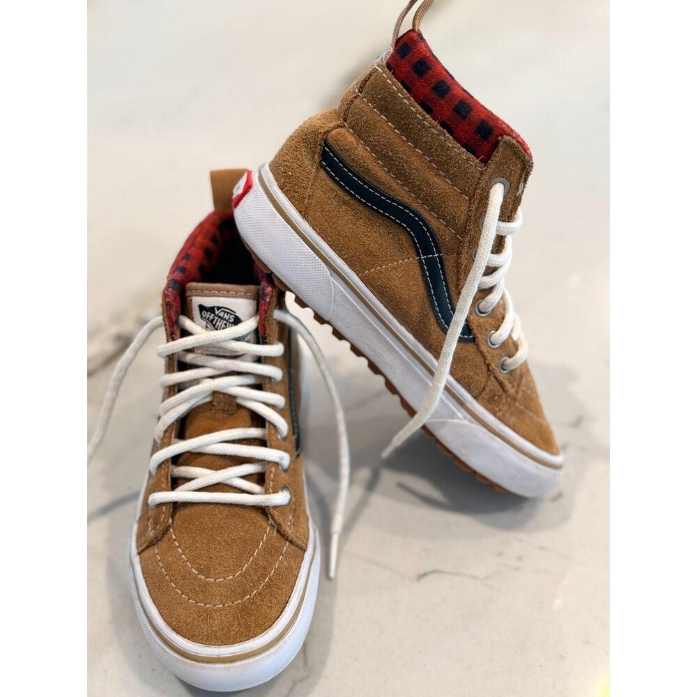Vans Sk8-Hi MTE-1 Plaid Brown Youth SZ 1